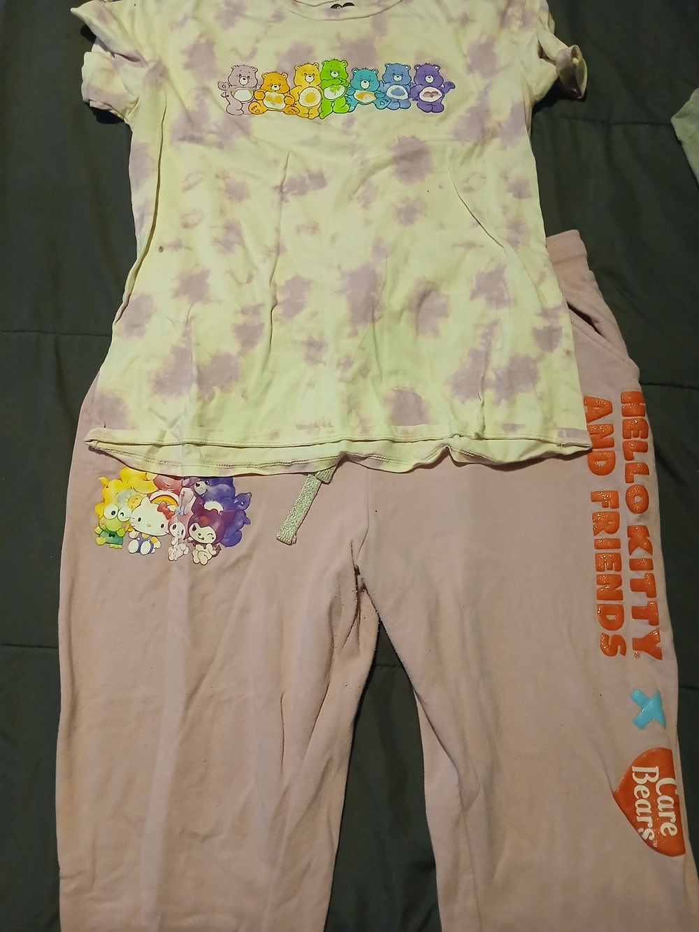 Care Bears Tie-Dye Tee and Pink Jogger Set - Pastel Purple & Pink